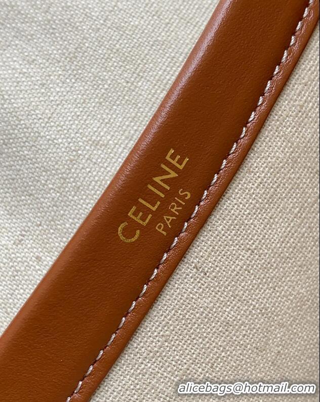Unique Grade Celine Jacquard Striped Large Cabas Thais 196762 White/Brown 2025