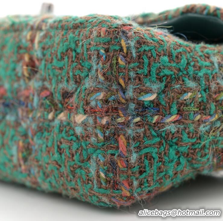 Famous Brand Chanel Tweed Quilted Rectangular Mini Flap Bag A69900 Green