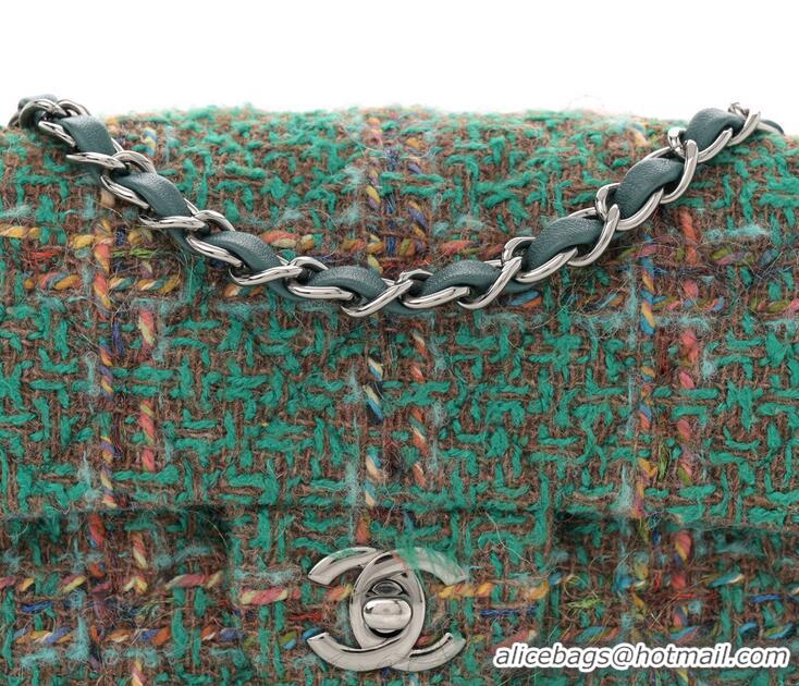 Famous Brand Chanel Tweed Quilted Rectangular Mini Flap Bag A69900 Green
