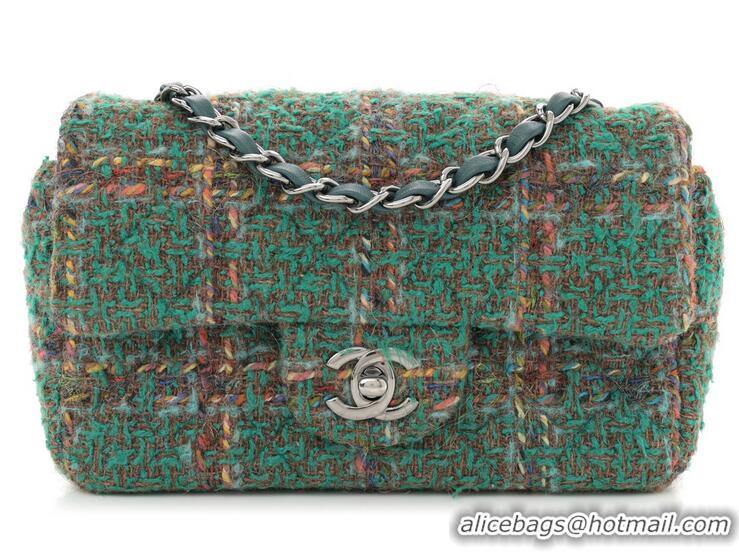 Famous Brand Chanel Tweed Quilted Rectangular Mini Flap Bag A69900 Green