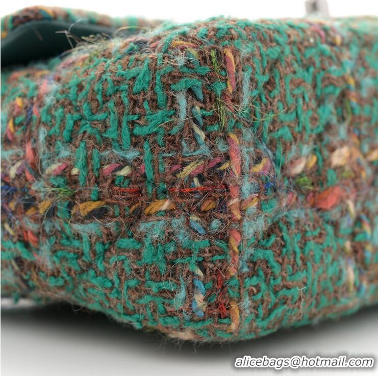 Famous Brand Chanel Tweed Quilted Rectangular Mini Flap Bag A69900 Green