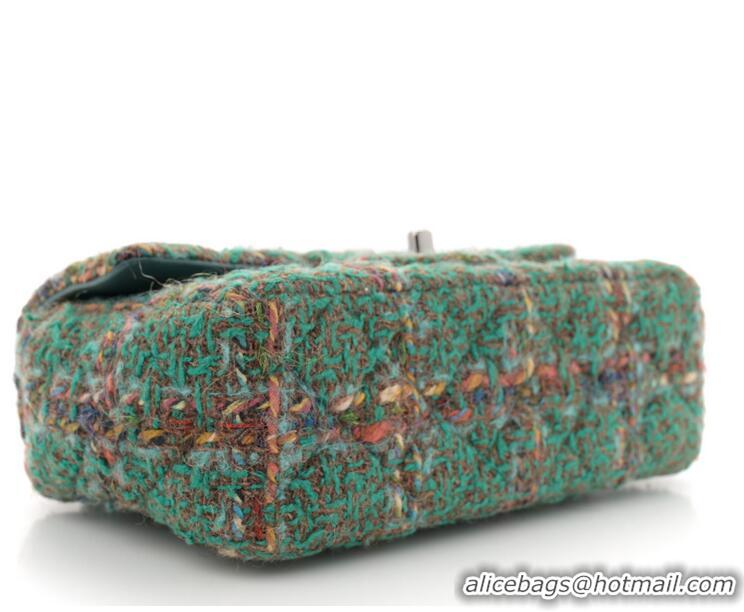 Famous Brand Chanel Tweed Quilted Rectangular Mini Flap Bag A69900 Green
