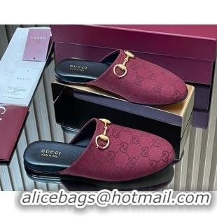 Shop Cheap Gucci GG Canvas Flat Mules with Horsebit Ancora Red 2025 849565