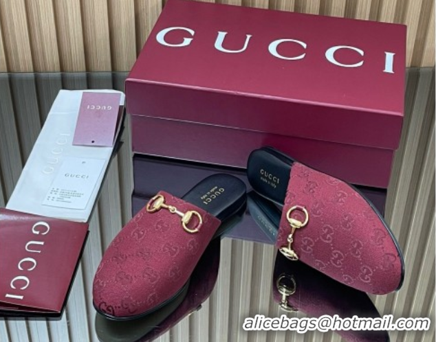 Shop Cheap Gucci GG Canvas Flat Mules with Horsebit Ancora Red 2025 849565