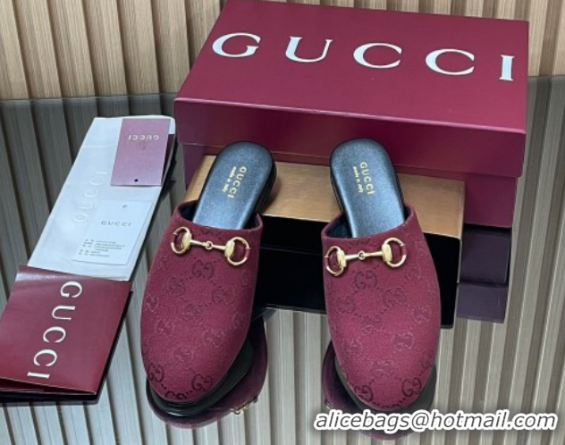 Shop Cheap Gucci GG Canvas Flat Mules with Horsebit Ancora Red 2025 849565