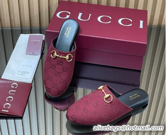 Shop Cheap Gucci GG Canvas Flat Mules with Horsebit Ancora Red 2025 849565