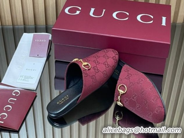 Shop Cheap Gucci GG Canvas Flat Mules with Horsebit Ancora Red 2025 849565