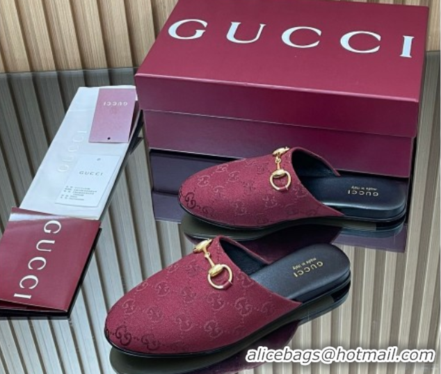 Shop Cheap Gucci GG Canvas Flat Mules with Horsebit Ancora Red 2025 849565