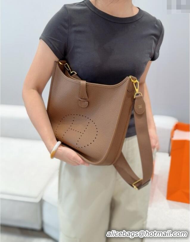 Low Cost Hermes Evelyne Bag 29cm in Togo Calfskin Leather HB29 Chestnut Brown 2025