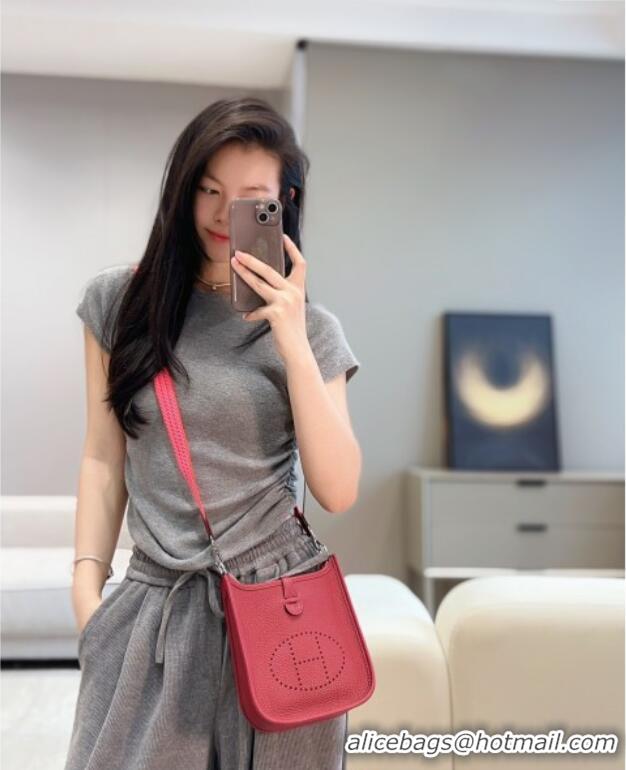 Super Quality Hermes Evelyne Mini Bag 18cm in Togo Calfskin Leather 8144 Stone Red 2025