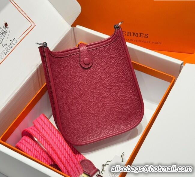 Super Quality Hermes Evelyne Mini Bag 18cm in Togo Calfskin Leather 8144 Stone Red 2025