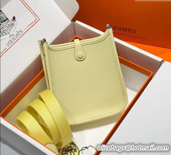 Famous Brand Hermes Evelyne Mini Bag 18cm in Togo Calfskin Leather 8144 Milton Yellow 2025