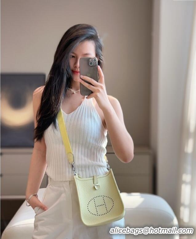 Famous Brand Hermes Evelyne Mini Bag 18cm in Togo Calfskin Leather 8144 Milton Yellow 2025