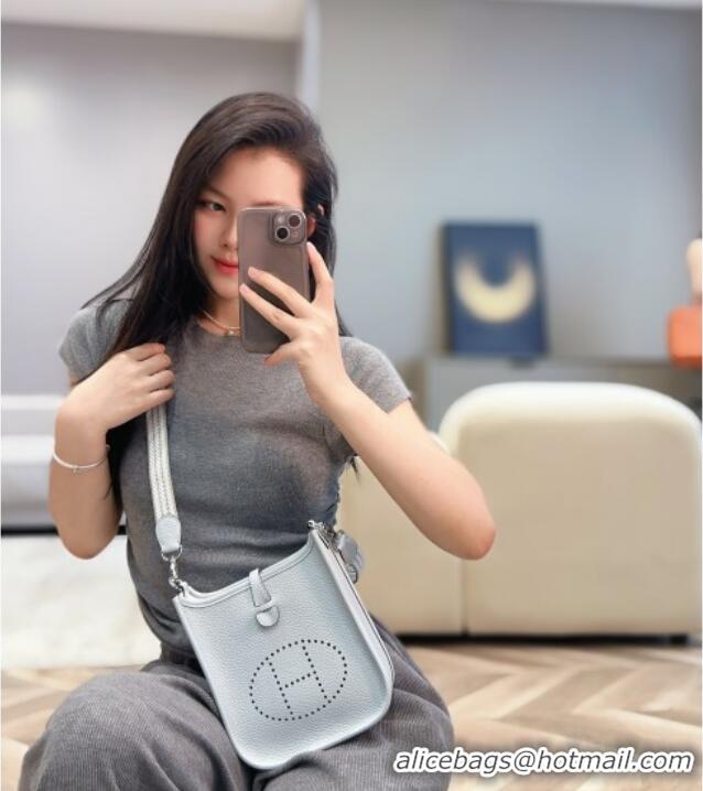 Popular Style Hermes Evelyne Mini Bag 18cm in Togo Calfskin Leather 8144 Fog Blue 2025