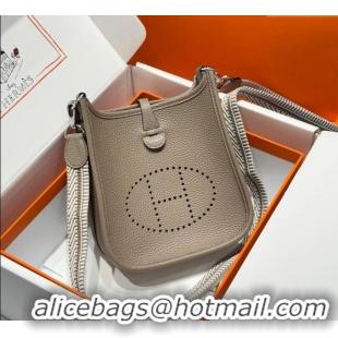 Shop Discount Hermes Evelyne Mini Bag 18cm in Togo Calfskin Leather 8144 Pitch Grey 2025
