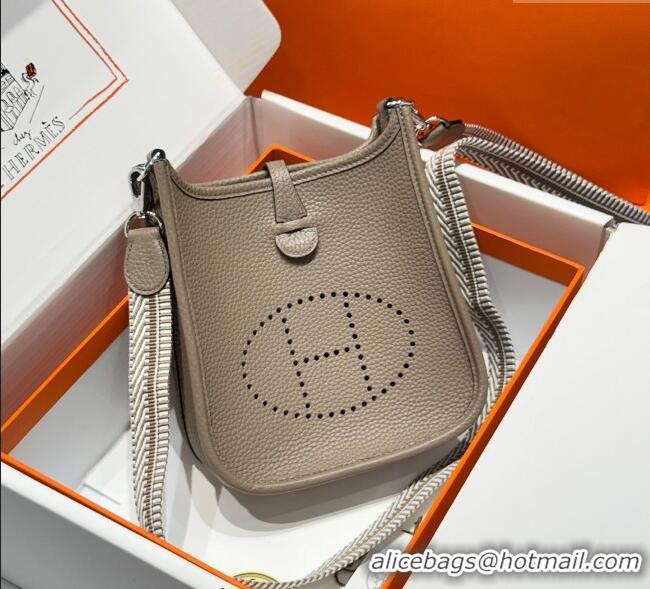 Shop Discount Hermes Evelyne Mini Bag 18cm in Togo Calfskin Leather 8144 Pitch Grey 2025