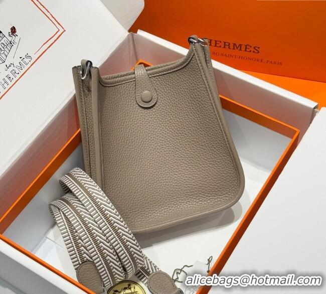 Shop Discount Hermes Evelyne Mini Bag 18cm in Togo Calfskin Leather 8144 Pitch Grey 2025
