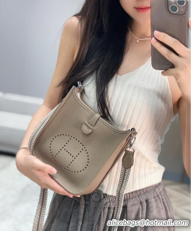 Shop Discount Hermes Evelyne Mini Bag 18cm in Togo Calfskin Leather 8144 Pitch Grey 2025