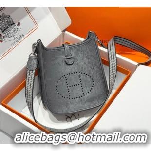 Pretty Style Hermes Evelyne Mini Bag 18cm in Togo Calfskin Leather 8144 Graphite Grey 2025