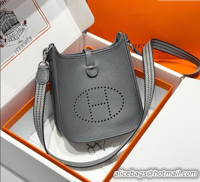 Pretty Style Hermes Evelyne Mini Bag 18cm in Togo Calfskin Leather 8144 Graphite Grey 2025