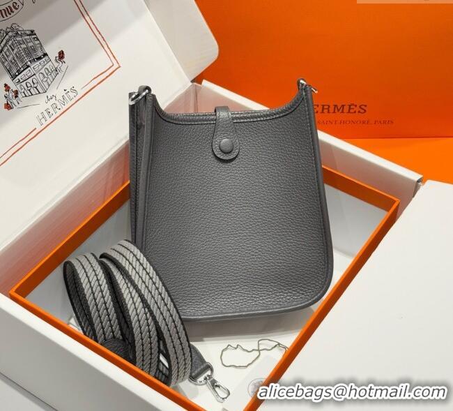 Pretty Style Hermes Evelyne Mini Bag 18cm in Togo Calfskin Leather 8144 Graphite Grey 2025