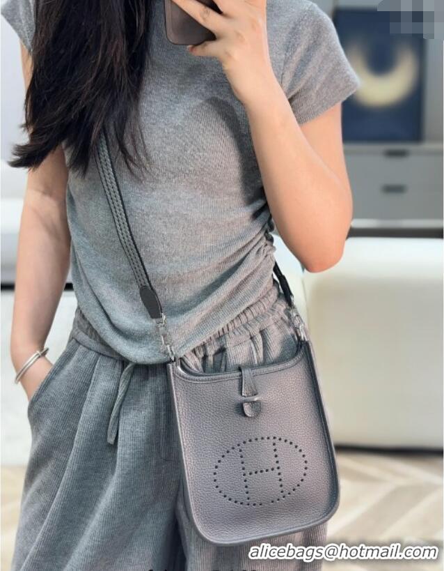 Pretty Style Hermes Evelyne Mini Bag 18cm in Togo Calfskin Leather 8144 Graphite Grey 2025