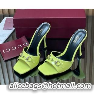 Best Product Gucci Patent Leather Heel Slides Sandal 9.5cm with Horsebit Acid Green 832468