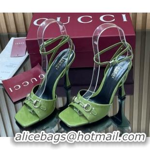 Shop Cheap Gucci Patent Leather Heel Sandals 9.5cm with Horsebit Green2 2025 832468