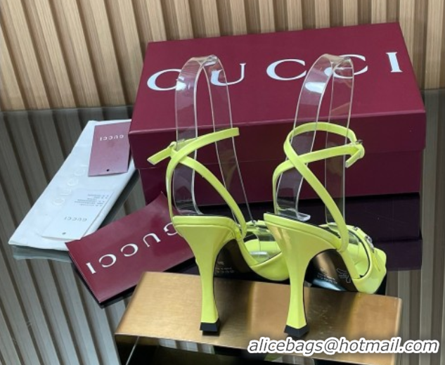 Good Product Gucci Patent Leather Heel Sandals 9.5cm with Horsebit Acid Green 2025 832468