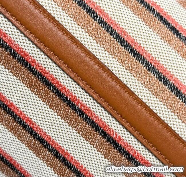 Promotional Hermes Picotin Lock Mini Bag 18cm in Striped Canvas and Calfskin H9038 Brown 2025 (Half Handmade)