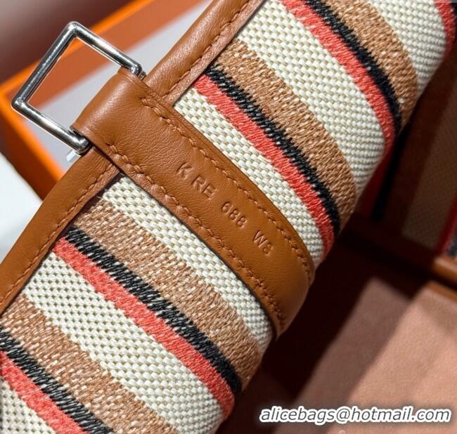 Promotional Hermes Picotin Lock Mini Bag 18cm in Striped Canvas and Calfskin H9038 Brown 2025 (Half Handmade)