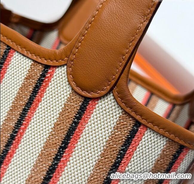 Promotional Hermes Picotin Lock Mini Bag 18cm in Striped Canvas and Calfskin H9038 Brown 2025 (Half Handmade)