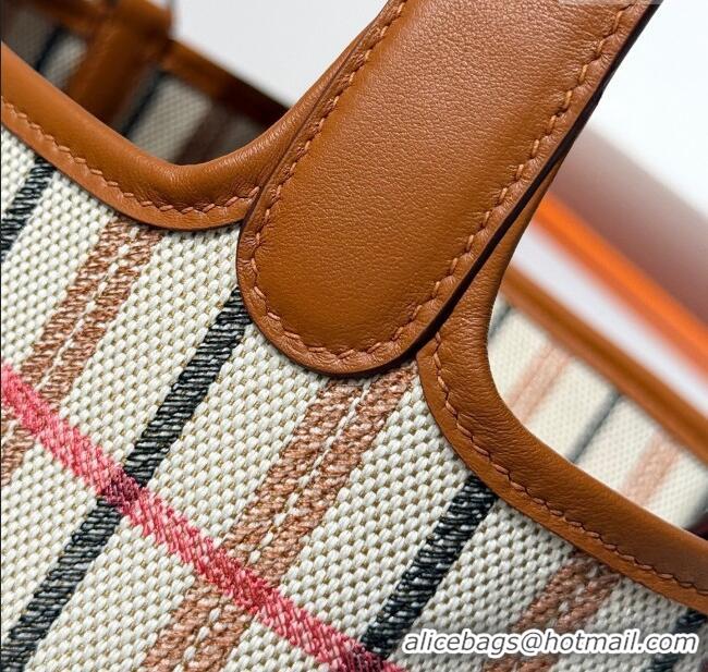 Top Quality Hermes Picotin Lock Mini Bag 18cm in Plaid Canvas and Calfskin H9038 Brown 2025 (Half Handmade)