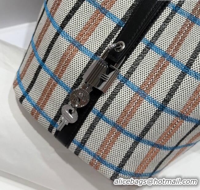 Inexpensive Hermes Picotin Lock Mini Bag 18cm in Plaid Canvas and Calfskin H9038 Black/Silver 2025 (Half Handmade)