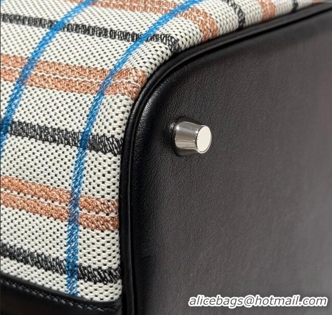 Inexpensive Hermes Picotin Lock Mini Bag 18cm in Plaid Canvas and Calfskin H9038 Black/Silver 2025 (Half Handmade)