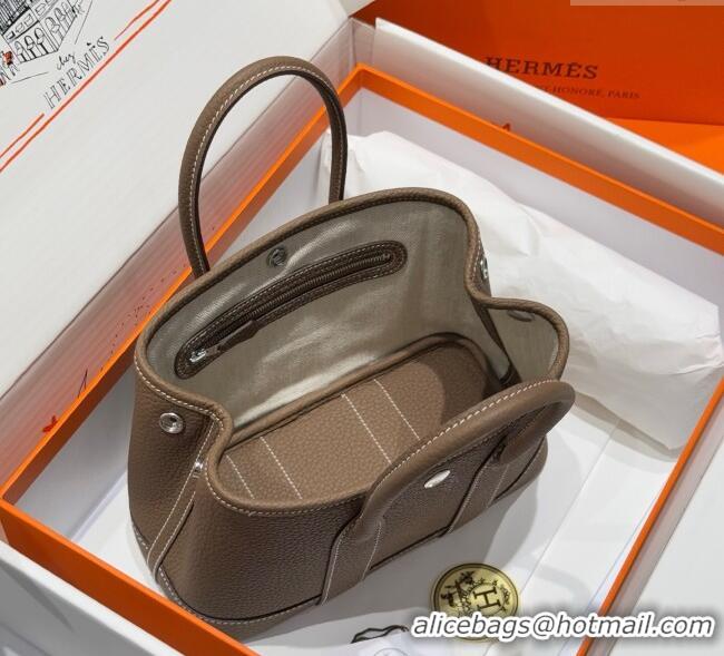 Low Cost Hermes Garden Party Mini Bag 23cm in Germany Leather H9042 Elephant Grey 2025