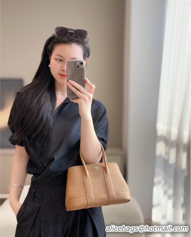 Famous Brand Hermes Garden Party Mini Bag 23cm in Germany Leather H9042 Biscuit Beige 2025