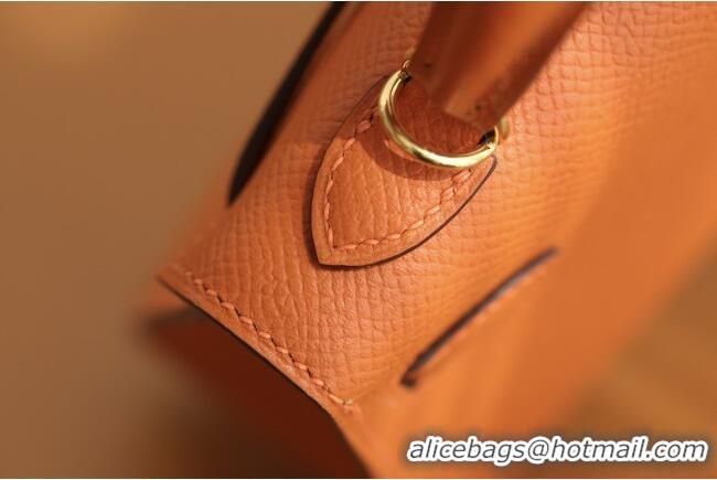Shop Discount Hermes Mini Kelly II Handbag in Original Epsom Leather Classic H20 Orange/Gold (Full Handmade)