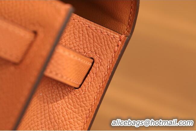 Shop Discount Hermes Mini Kelly II Handbag in Original Epsom Leather Classic H20 Orange/Gold (Full Handmade)