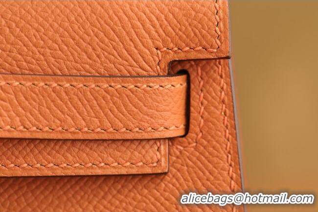 Shop Discount Hermes Mini Kelly II Handbag in Original Epsom Leather Classic H20 Orange/Gold (Full Handmade)
