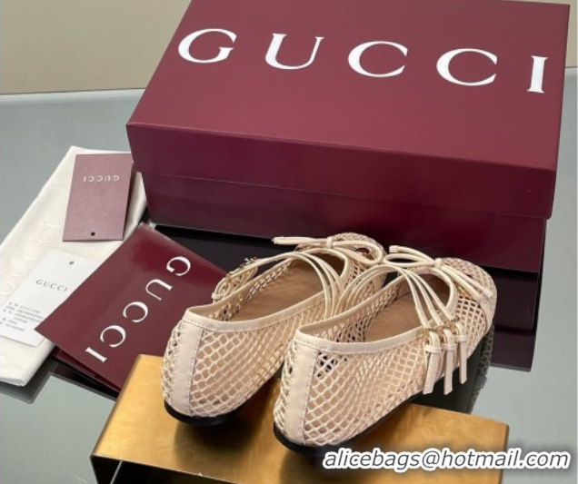 Sumptuous Gucci Mesh Ballet Flats with Horsebit Nude 835077