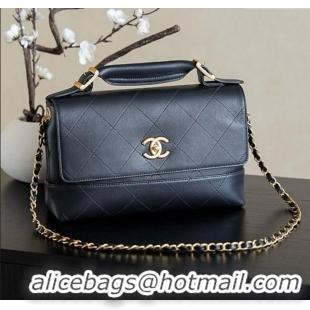 Famous Brand Chanel Lambskin Large Flap Bag With Top Handle AS5637 Black 2025