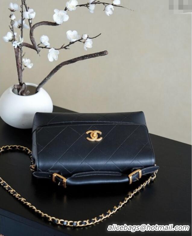 Famous Brand Chanel Lambskin Large Flap Bag With Top Handle AS5637 Black 2025