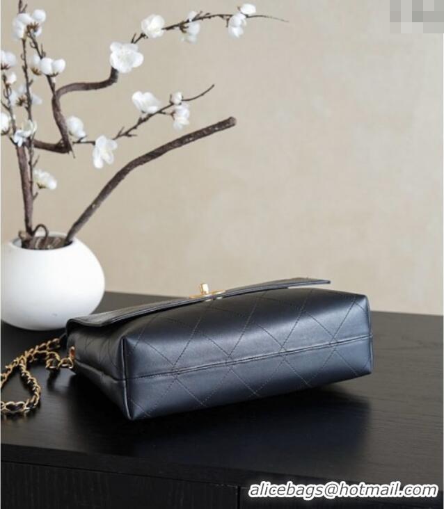 Famous Brand Chanel Lambskin Large Flap Bag With Top Handle AS5637 Black 2025
