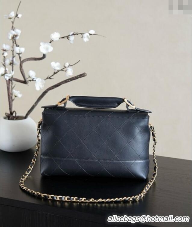 Famous Brand Chanel Lambskin Large Flap Bag With Top Handle AS5637 Black 2025