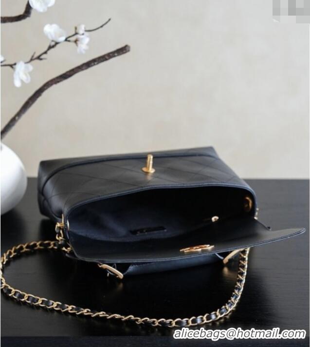 Famous Brand Chanel Lambskin Large Flap Bag With Top Handle AS5637 Black 2025