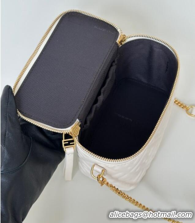 Top Grade Fendi Vanity Mini Bag in Camelia Nappa leather 8686A White 2025