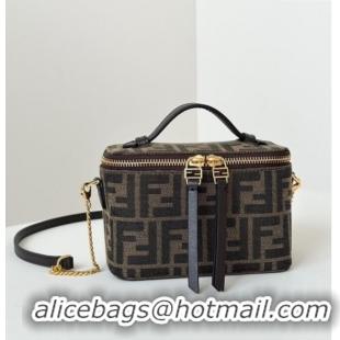 Inexpensive Fendi Vanity Mini Bag in Tobacco brown FF jacquard fabric 8686A 2025