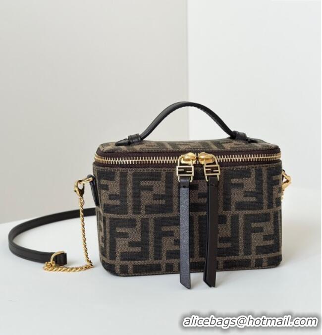 Inexpensive Fendi Vanity Mini Bag in Tobacco brown FF jacquard fabric 8686A 2025