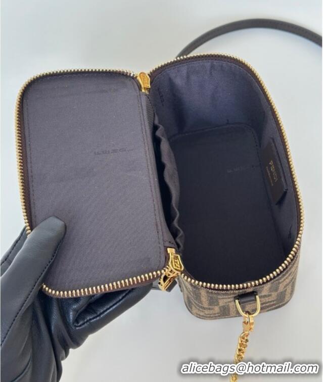 Inexpensive Fendi Vanity Mini Bag in Tobacco brown FF jacquard fabric 8686A 2025